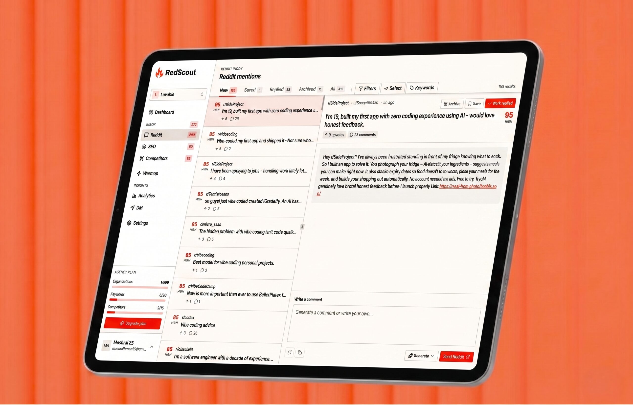 RedScout | Reddit growth tool | Built By Ennovat